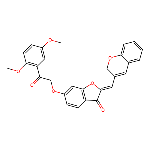 2-(2H-chromen-3-ylmethylidene)-6-[2-(2,5-dimethoxyphenyl)-2-oxo-ethoxy]benzofuran-3-one structure