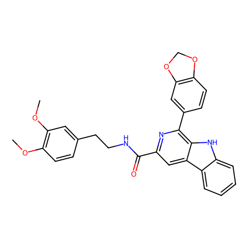 1-(1,3-benzodioxol-5-yl)-N-[2-(3,4-dimethoxyphenyl)ethyl]-9H-beta-carboline-3-carboxamide structure