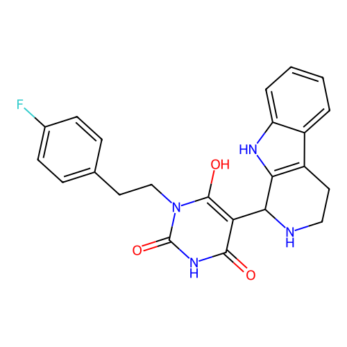 3-(4-fluorophenethyl)-6-hydroxy-5-(2,3,4,9-tetrahydro-1H-pyrido[3,4-b]indol-1-yl)pyrimidine-2,4(1H,3H)-dione structure
