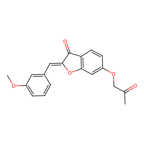 (Z)-2-(3-methoxybenzylidene)-6-(2-oxopropoxy)benzofuran-3(2H)-one structure
