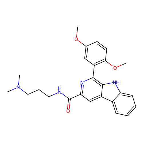 1-(2,5-dimethoxyphenyl)-N-(3-(dimethylamino)propyl)-9H-pyrido[3,4-b]indole-3-carboxamide structure