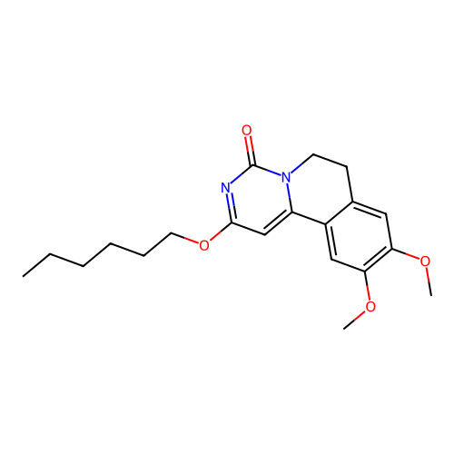 2-(hexyloxy)-9,10-dimethoxy-6,7-dihydro-4H-pyrimido[6,1-a]isoquinolin-4-one structure