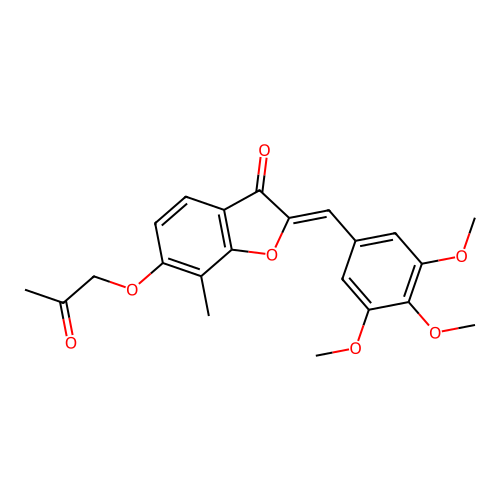 (Z)-7-methyl-6-(2-oxopropoxy)-2-(3,4,5-trimethoxybenzylidene)benzofuran-3(2H)-one structure