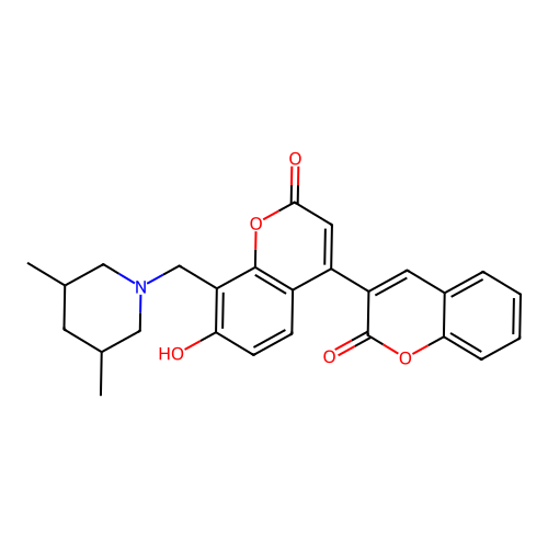 3-{8-[(3,5-Dimethylpiperidyl)methyl]-7-hydroxy-2-oxochromen-4-yl}chromen-2-one structure