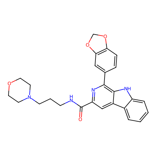 1-(1,3-benzodioxol-5-yl)-N-(3-morpholin-4-ylpropyl)-9H-pyrido[3,4-b]indole-3-carboxamide structure