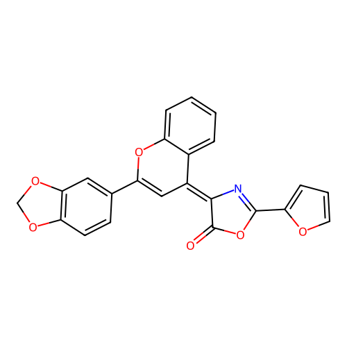 (4Z)-4-[2-(1,3-benzodioxol-5-yl)chromen-4-ylidene]-2-(furan-2-yl)-1,3-oxazol-5-one structure