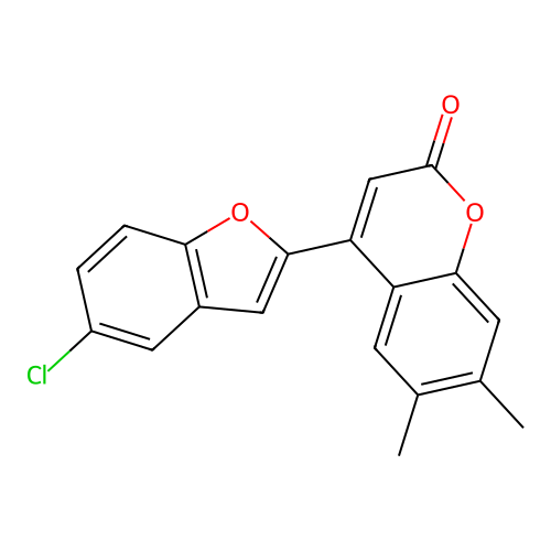 4-(5-Chloro-1-benzofuran-2-yl)-6,7-dimethylchromen-2-one structure