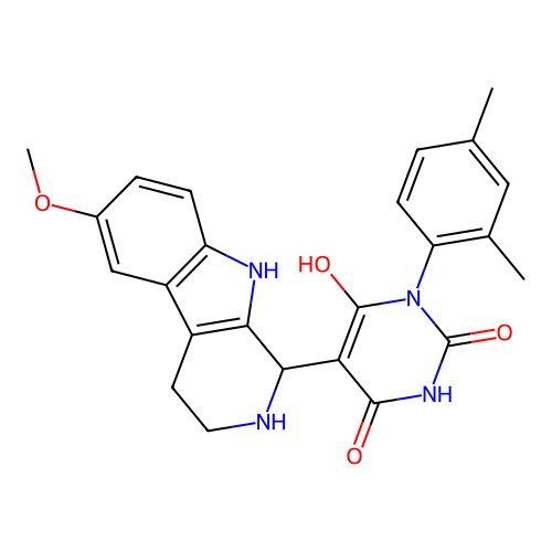 3-(2,4-dimethylphenyl)-6-hydroxy-5-(6-methoxy-2,3,4,9-tetrahydro-1H-pyrido[3,4-b]indol-1-yl)pyrimidine-2,4(1H,3H)-dione structure