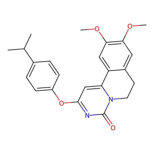 2-(4-isopropylphenoxy)-9,10-dimethoxy-6,7-dihydro-4H-pyrimido[6,1-a]isoquinolin-4-one structure