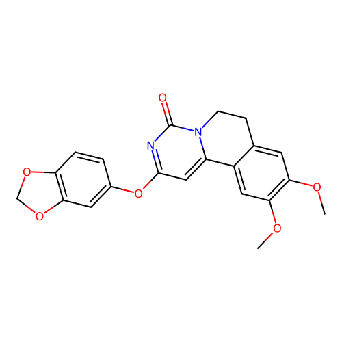 2-(benzo[d][1,3]dioxol-5-yloxy)-9,10-dimethoxy-6,7-dihydro-4H-pyrimido[6,1-a]isoquinolin-4-one structure