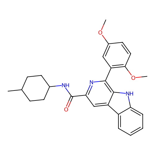 1-(2,5-dimethoxyphenyl)-N-(4-methylcyclohexyl)-9H-pyrido[3,4-b]indole-3-carboxamide structure