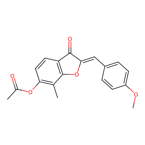 (Z)-2-(4-methoxybenzylidene)-7-methyl-3-oxo-2,3-dihydrobenzofuran-6-yl acetate structure