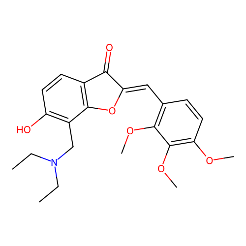 (Z)-7-((diethylamino)methyl)-6-hydroxy-2-(2,3,4-trimethoxybenzylidene)benzofuran-3(2H)-one structure