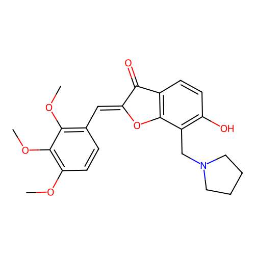 (Z)-6-hydroxy-7-(pyrrolidin-1-ylmethyl)-2-(2,3,4-trimethoxybenzylidene)benzofuran-3(2H)-one structure