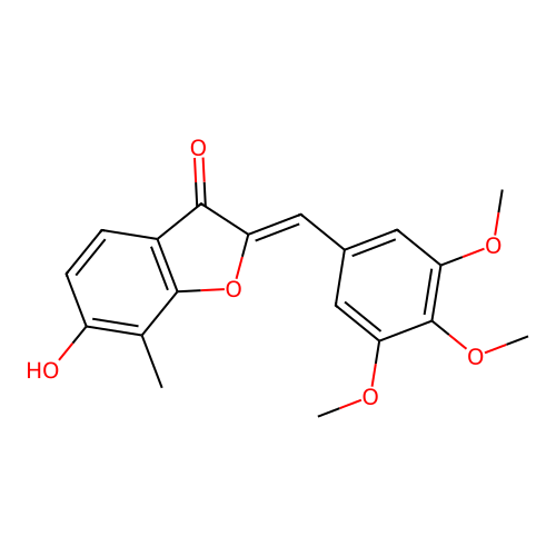 6-Hydroxy-7-methyl-2-[(3,4,5-trimethoxyphenyl)methylidene]-1-benzofuran-3-one structure