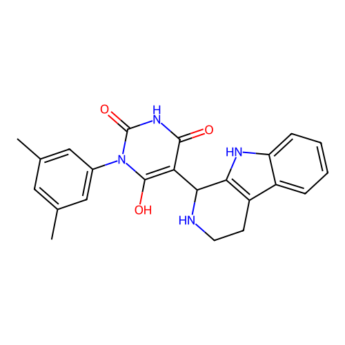3-(3,5-dimethylphenyl)-6-hydroxy-5-(2,3,4,9-tetrahydro-1H-pyrido[3,4-b]indol-1-yl)pyrimidine-2,4(1H,3H)-dione structure
