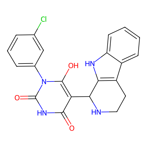 3-(3-chlorophenyl)-6-hydroxy-5-(2,3,4,9-tetrahydro-1H-pyrido[3,4-b]indol-1-yl)pyrimidine-2,4(1H,3H)-dione structure