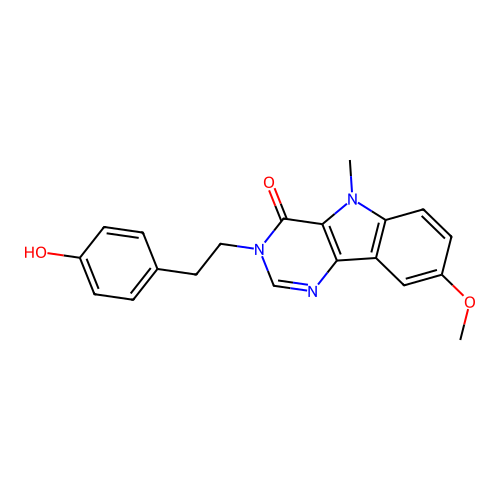 3-(4-hydroxyphenethyl)-8-methoxy-5-methyl-3H-pyrimido[5,4-b]indol-4(5H)-one structure