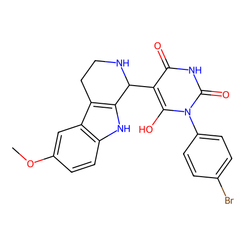 3-(4-bromophenyl)-6-hydroxy-5-(6-methoxy-2,3,4,9-tetrahydro-1H-pyrido[3,4-b]indol-1-yl)pyrimidine-2,4(1H,3H)-dione structure