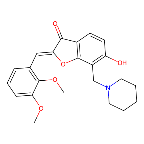 (Z)-2-(2,3-dimethoxybenzylidene)-6-hydroxy-7-(piperidin-1-ylmethyl)benzofuran-3(2H)-one structure
