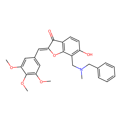 (Z)-7-((benzyl(methyl)amino)methyl)-6-hydroxy-2-(3,4,5-trimethoxybenzylidene)benzofuran-3(2H)-one structure