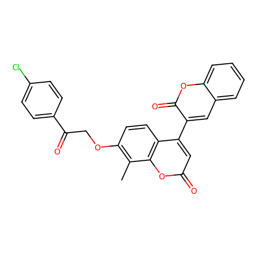 7'-(2-(4-chlorophenyl)-2-oxoethoxy)-8'-methyl-2H,2'H-[3,4'-bichromene]-2,2'-dione structure