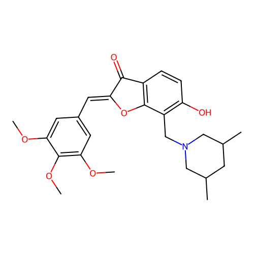 (Z)-7-((3,5-dimethylpiperidin-1-yl)methyl)-6-hydroxy-2-(3,4,5-trimethoxybenzylidene)benzofuran-3(2H)-one structure
