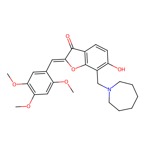(Z)-7-(azepan-1-ylmethyl)-6-hydroxy-2-(2,4,5-trimethoxybenzylidene)benzofuran-3(2H)-one structure