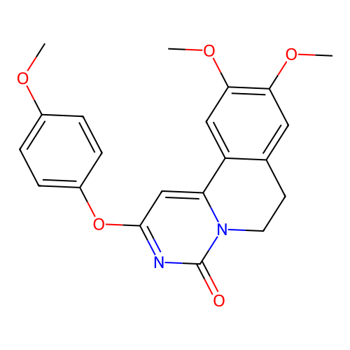 9,10-dimethoxy-2-(4-methoxyphenoxy)-6,7-dihydro-4H-pyrimido[6,1-a]isoquinolin-4-one structure