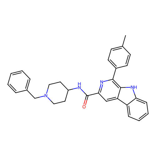 N-(1-benzylpiperidin-4-yl)-1-(4-methylphenyl)-9H-beta-carboline-3-carboxamide structure