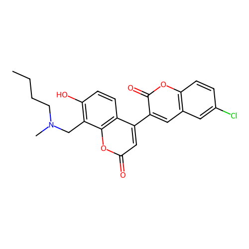 3-{8-[(butylmethylamino)methyl]-7-hydroxy-2-oxochromen-4-yl}-6-chlorochromen-2 -one structure