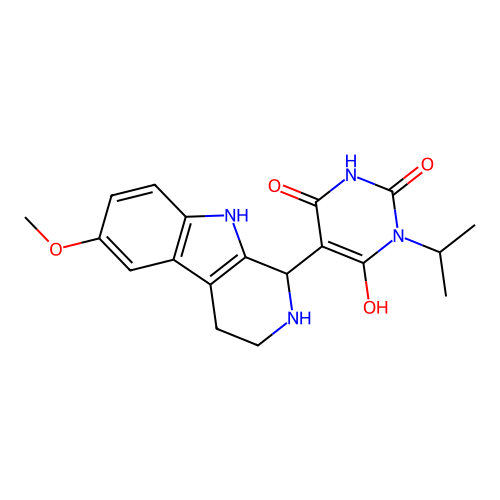 6-hydroxy-3-isopropyl-5-(6-methoxy-2,3,4,9-tetrahydro-1H-pyrido[3,4-b]indol-1-yl)pyrimidine-2,4(1H,3H)-dione structure