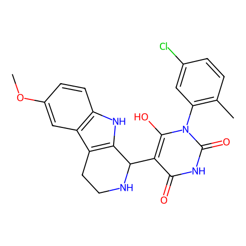 3-(5-chloro-2-methylphenyl)-6-hydroxy-5-(6-methoxy-2,3,4,9-tetrahydro-1H-pyrido[3,4-b]indol-1-yl)pyrimidine-2,4(1H,3H)-dione structure