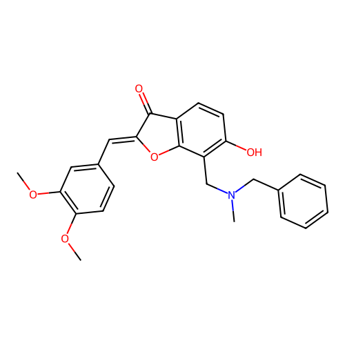 (Z)-7-((benzyl(methyl)amino)methyl)-2-(3,4-dimethoxybenzylidene)-6-hydroxybenzofuran-3(2H)-one structure