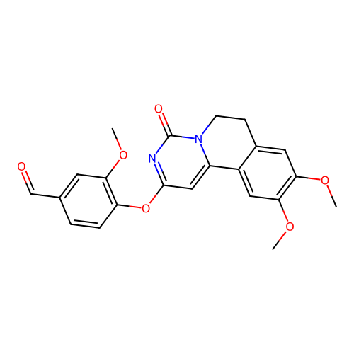 4-((9,10-dimethoxy-4-oxo-6,7-dihydro-4H-pyrimido[6,1-a]isoquinolin-2-yl)oxy)-3-methoxybenzaldehyde structure