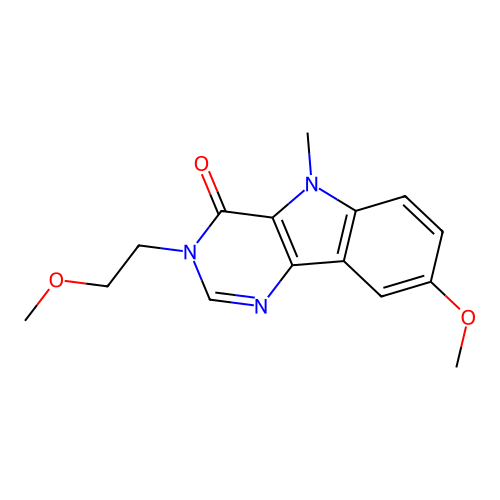 8-methoxy-3-(2-methoxyethyl)-5-methyl-3H-pyrimido[5,4-b]indol-4(5H)-one structure
