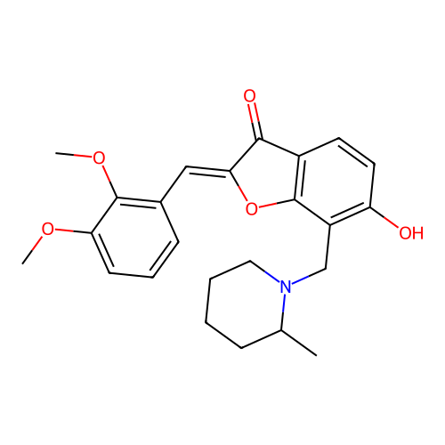 (Z)-2-(2,3-dimethoxybenzylidene)-6-hydroxy-7-((2-methylpiperidin-1-yl)methyl)benzofuran-3(2H)-one structure
