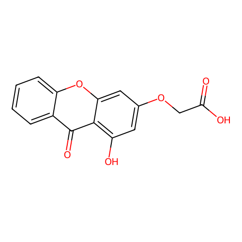 2-((1-hydroxy-9-oxo-9H-xanthen-3-yl)oxy)acetic acid structure