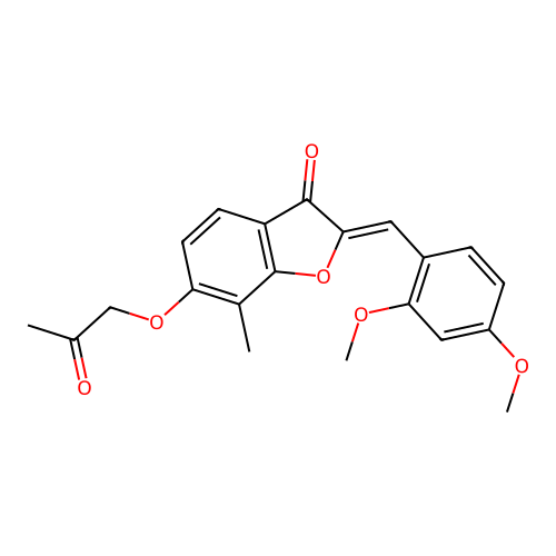 (Z)-2-(2,4-dimethoxybenzylidene)-7-methyl-6-(2-oxopropoxy)benzofuran-3(2H)-one structure