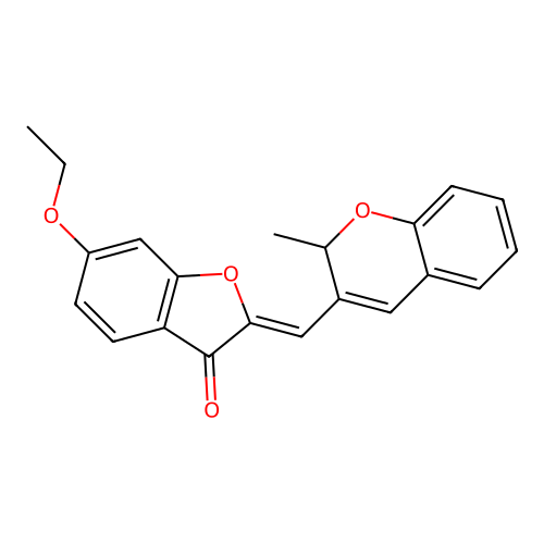 (Z)-6-ethoxy-2-((2-methyl-2H-chromen-3-yl)methylene)benzofuran-3(2H)-one structure