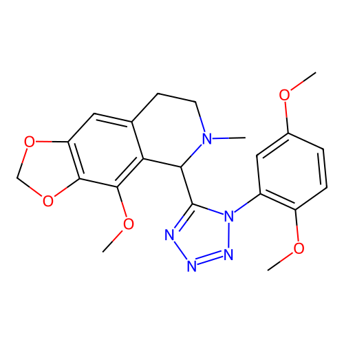5-(1-(2,5-dimethoxyphenyl)-1H-tetrazol-5-yl)-4-methoxy-6-methyl-5,6,7,8-tetrahydro-[1,3]dioxolo[4,5-g]isoquinoline structure
