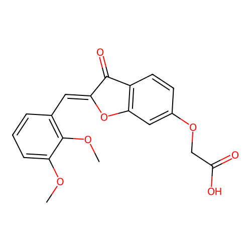 (Z)-2-((2-(2,3-dimethoxybenzylidene)-3-oxo-2,3-dihydrobenzofuran-6-yl)oxy)acetic acid structure