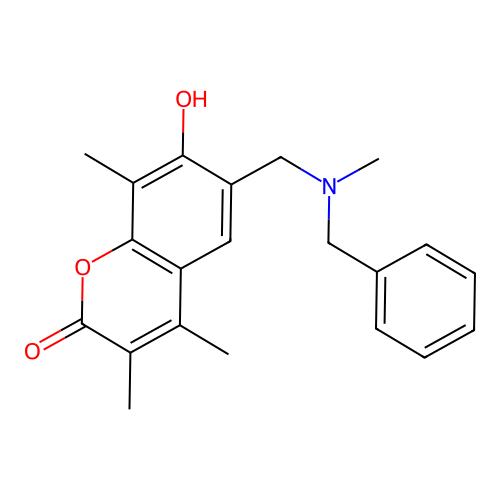 6-{[benzyl(methyl)amino]methyl}-7-hydroxy-3,4,8-trimethyl-2H-chromen-2-one structure