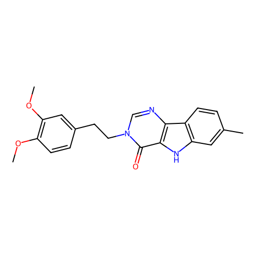 3-(3,4-dimethoxyphenethyl)-7-methyl-3H-pyrimido[5,4-b]indol-4(5H)-one structure