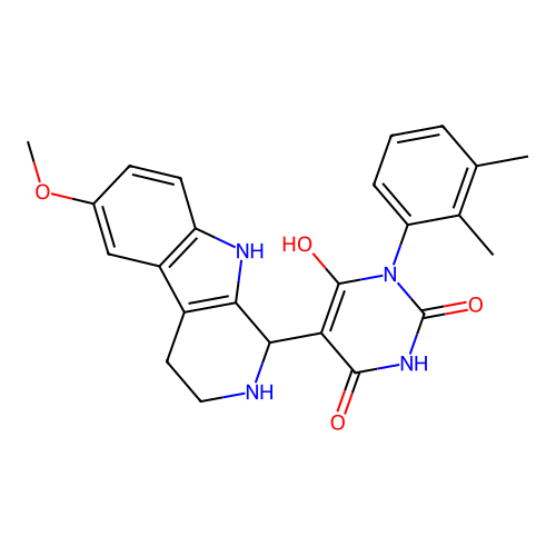 3-(2,3-dimethylphenyl)-6-hydroxy-5-(6-methoxy-2,3,4,9-tetrahydro-1H-pyrido[3,4-b]indol-1-yl)pyrimidine-2,4(1H,3H)-dione structure