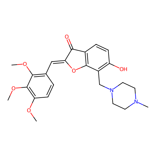 (Z)-6-hydroxy-7-((4-methylpiperazin-1-yl)methyl)-2-(2,3,4-trimethoxybenzylidene)benzofuran-3(2H)-one structure
