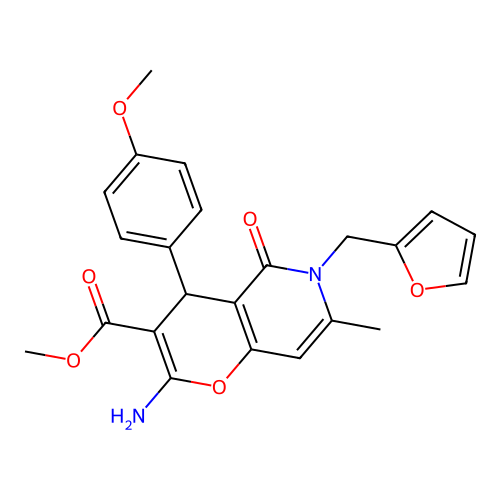 methyl 2-amino-6-(furan-2-ylmethyl)-4-(4-methoxyphenyl)-7-methyl-5-oxo-5,6-dihydro-4H-pyrano[3,2-c]pyridine-3-carboxylate structure