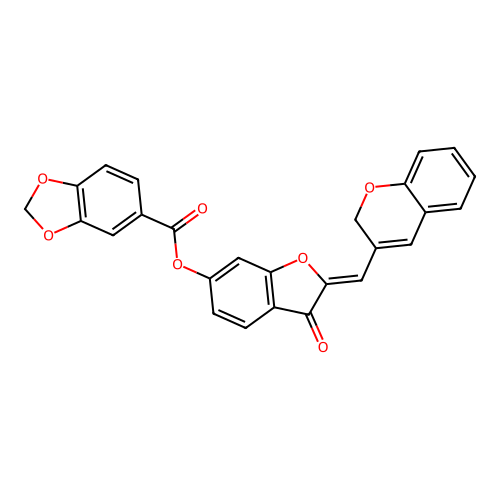 [2-(2H-chromen-3-ylmethylidene)-3-oxo-benzofuran-6-yl] Benzo[1,3]dioxole-5-carboxylate structure