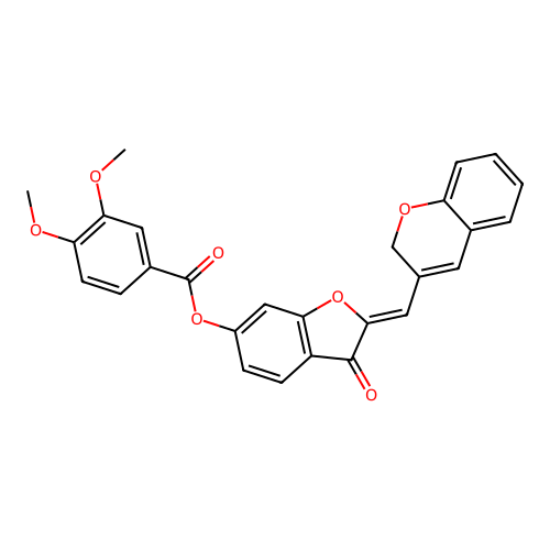 2-(2H-chromen-3-ylmethylene)-3-oxobenzo[3,4-b]furan-6-yl 3,4-dimethoxybenzoate structure