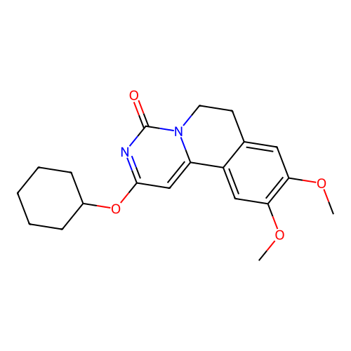 2-(cyclohexyloxy)-9,10-dimethoxy-6,7-dihydro-4H-pyrimido[6,1-a]isoquinolin-4-one structure